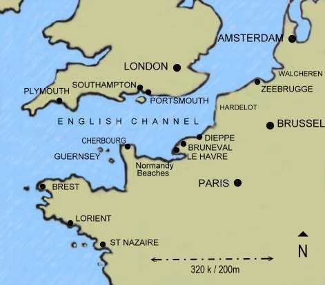 Dieppe and the English Channel.